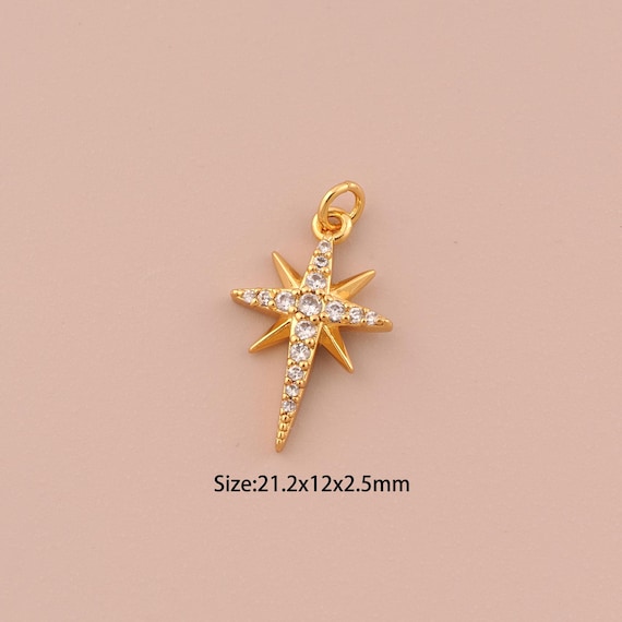 18K Gold Polaris Charms,Minimalist Charms Pendants,Polaris Charm for DIY Jewelry Making Supply