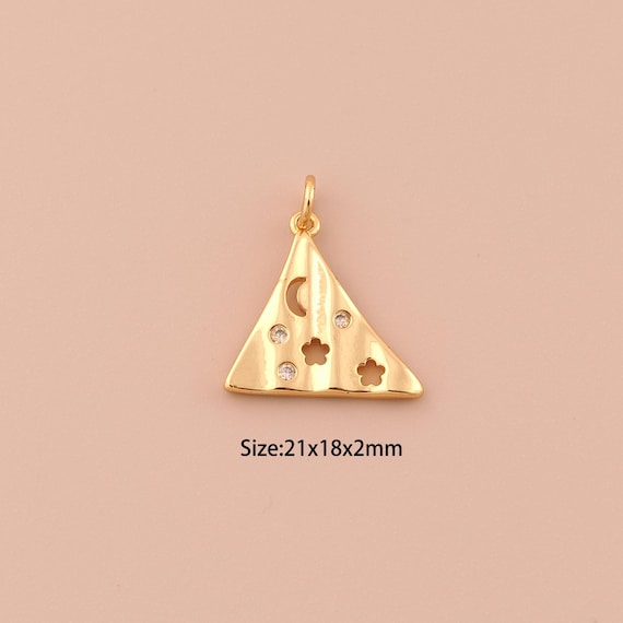 18K Gold Triangle Charms,Minimalist Star Pendants,Moon Charm for DIY Jewelry Making Supply