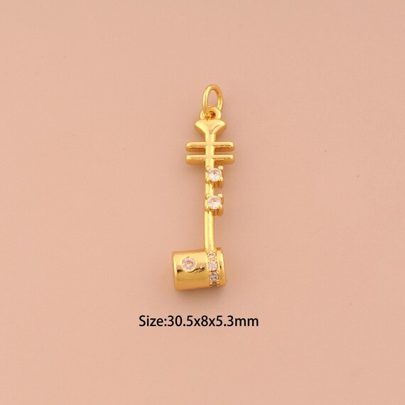 18K Gold Erhu Charms,CZ Pave Erhu Charms Pendants,Erhu Charm for DIY Jewelry Making Supply