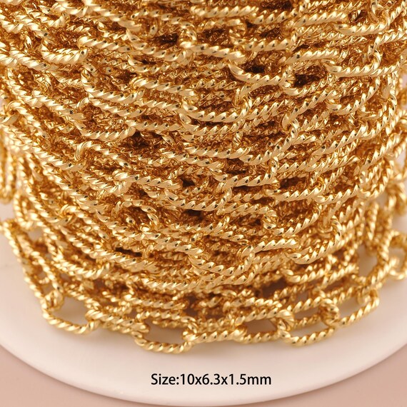 3.28 Feet 18K Gold Twist Chain,Special Chain,Semi-Finished Chain for DIY Jewelry Making Supply