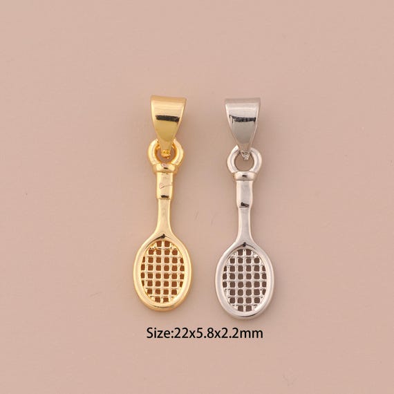 18K Gold Badminton Racket Charms,Badminton Racket Charms Pendants,Badminton Racket Charm for DIY Jewelry Making Supply