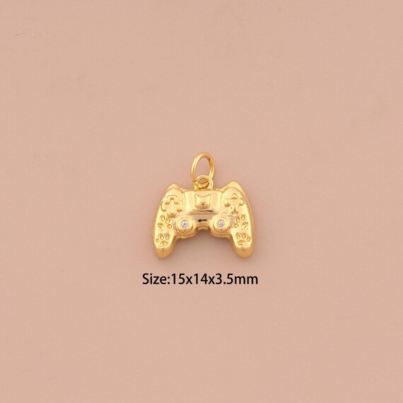 18K Gold Gamepad Charms,CZ Pave Gamepad Charms Pendants,Gamepad Charm for DIY Jewelry Making Supply