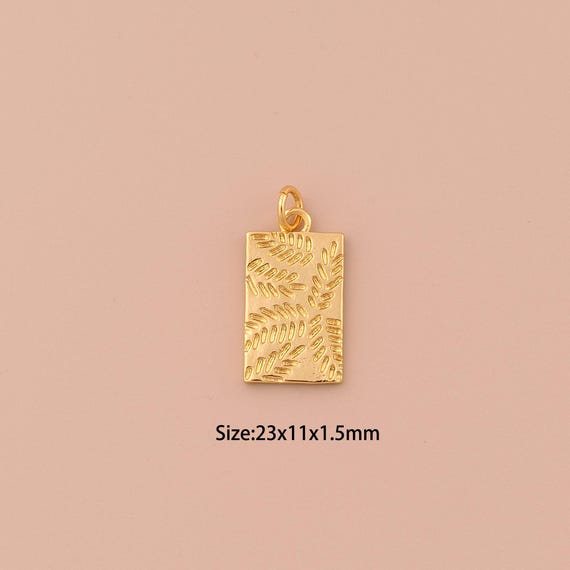 18K Gold Square Charms,Minimalist Charms Pendants,Square Charm for DIY Jewelry Making Supply