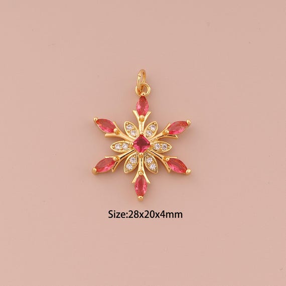 18K Gold Flower Charms,CZ Pave Minimalist Charms Pendants,Flower Charm for DIY Jewelry Making Supply