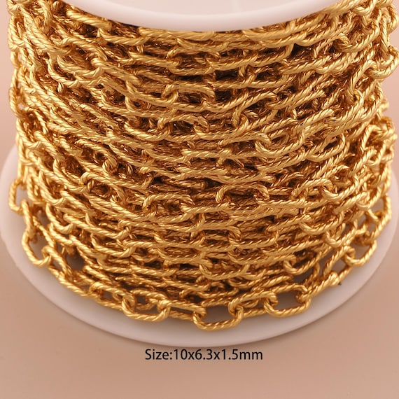 3.28 Feet 18K Gold Twist Chain,Special Chain,Semi-Finished Chain for DIY Jewelry Making Supply