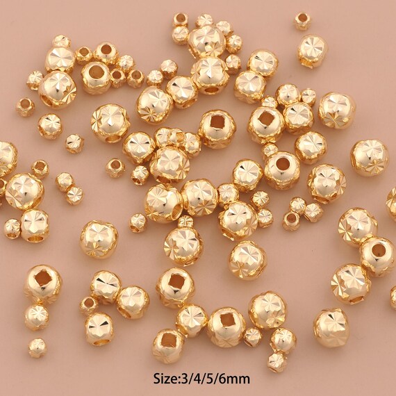 50 pcs 14K Gold Ball Spacer Bead,Round Bead,Gold Round Ball Bead for DIY Jewelry Making Supply