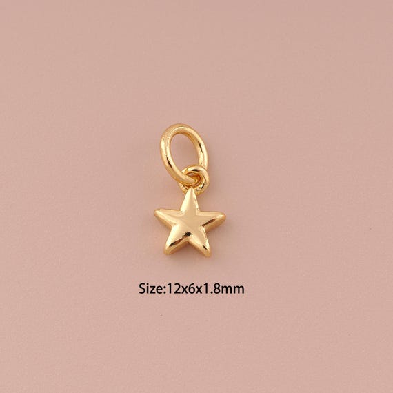 5 pcs 18K Gold Mini Star Charms,Minimalist Charms Pendants,Star Charm for DIY Jewelry Making Supply