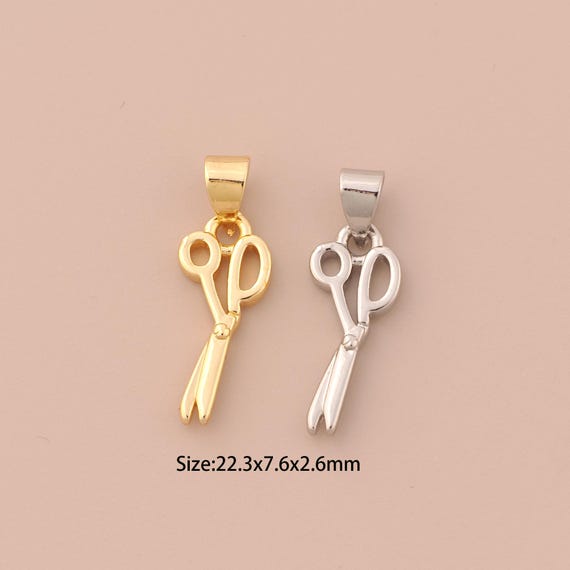 18K Gold Scissors Charms,Minimalist Charms Pendants,Scissors Charm for DIY Jewelry Making Supply