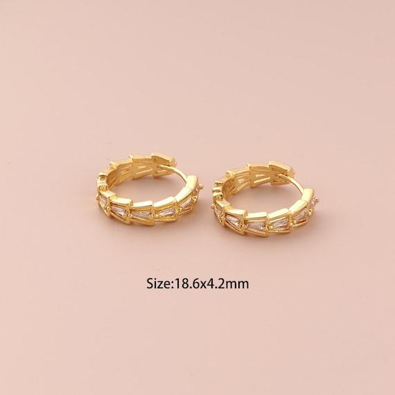 18K Gold Hoop Earrings,CZ Pave Hugging Hoop Earrings,Hoop Earrings,Hypoallergenic Hoop Earrings,Gift for Her