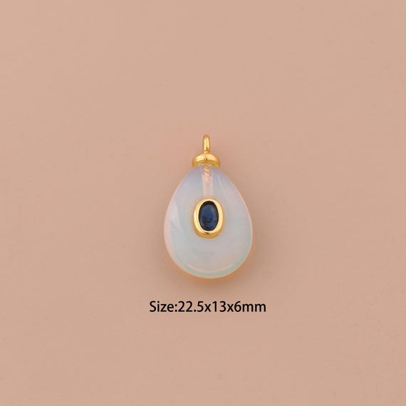 18K Gold Energy Stone Charms,Natural Stone Charms Pendants,Opal Charm for DIY Jewelry Making Supply