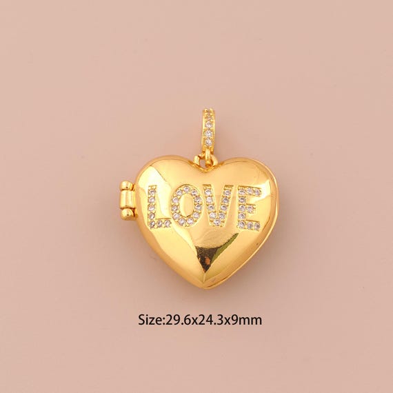 18K Gold Love Charms,CZ Pave Photo Frame Charms Pendants,Letter Charm for DIY Jewelry Making Supply