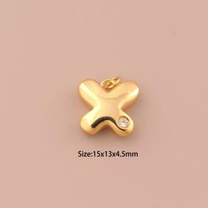 18K Gold X Charms,Micropavé CZ Minimalist Charms Pendants,X Charm for DIY Jewelry Making Supply