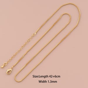 Collar de caja de oro de 18 quilates, collar de cadena, collar de moda, regalo para ella
