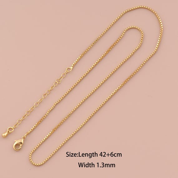 18K Gold Box Necklace,Chain Necklace,Fashion Necklace,Gift for Her
