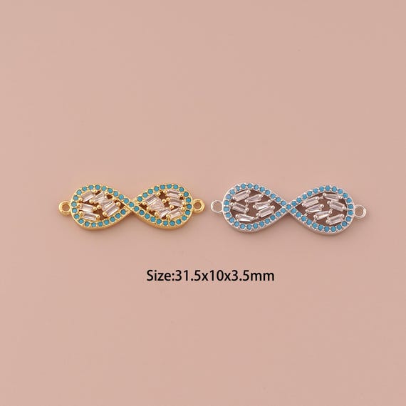 18K Gold Infinity Connector,CZ Pave Minimalist Connector Charms,Infinity Connector for DIY Jewelry Making Supply