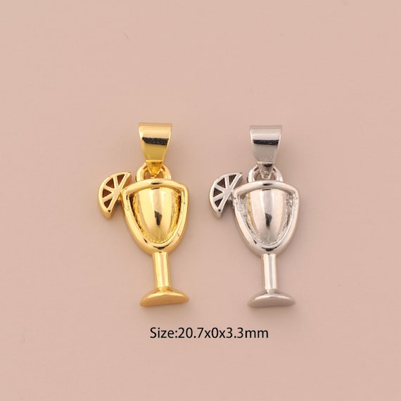 18K Gold Goblet Charms,Goblet Charms Pendants,Goblet Charm for DIY Jewelry Making Supply