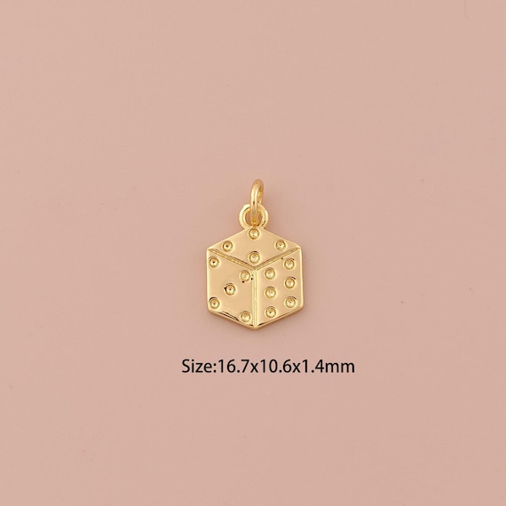 5 pcs 18K Gold Dice Charms,CZ Pave Minimalist Charms Pendants,Dice Charm for DIY Jewelry Making Supply
