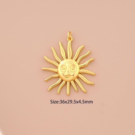 18K Gold Sun Charms,Sun Charms Pendants,Sun Charm for DIY Jewelry Making Supply