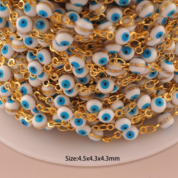 3.28 Feet 18K Gold Evil Eye Chain,Special Chain,Semi-Finished Chain for DIY Jewelry Making Supply