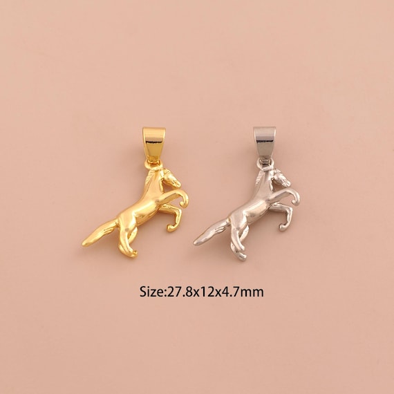 18K Gold Horse Charms,Animal Charms Pendants,Horse Charm for DIY Jewelry Making Supply