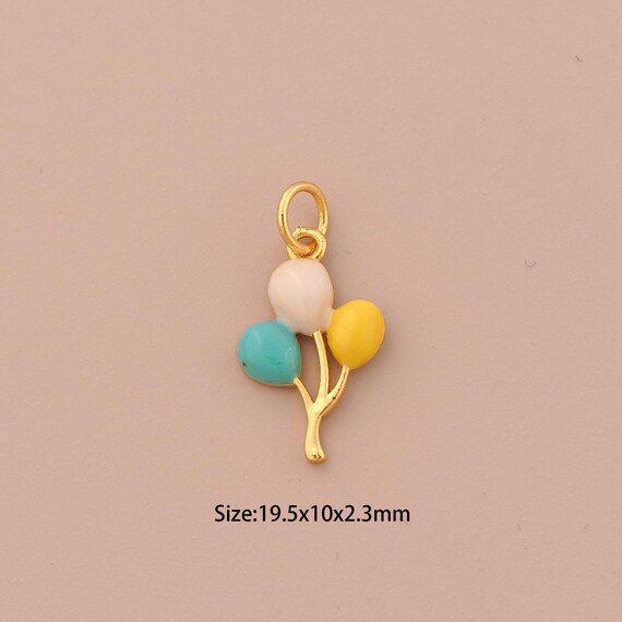 18K Gold Balloon Charms,Enamel Minimalist Charms Pendants,Balloon Charm for DIY Jewelry Making Supply