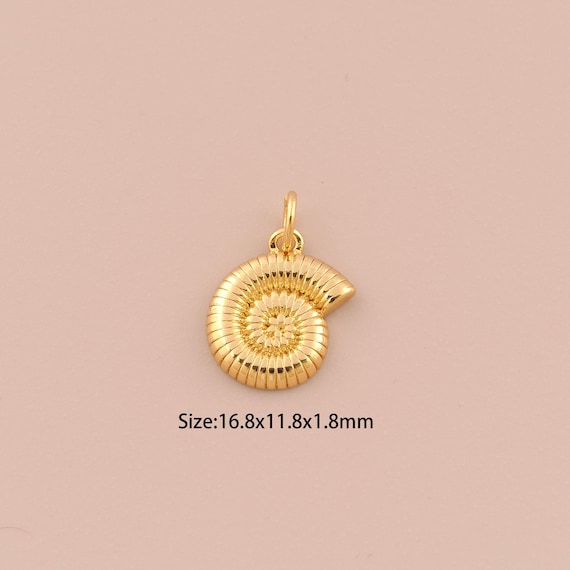 18K Gold Snail Shell Charms,Minimalist Charms Pendants,Snail Shell Charm for DIY Jewelry Making Supply