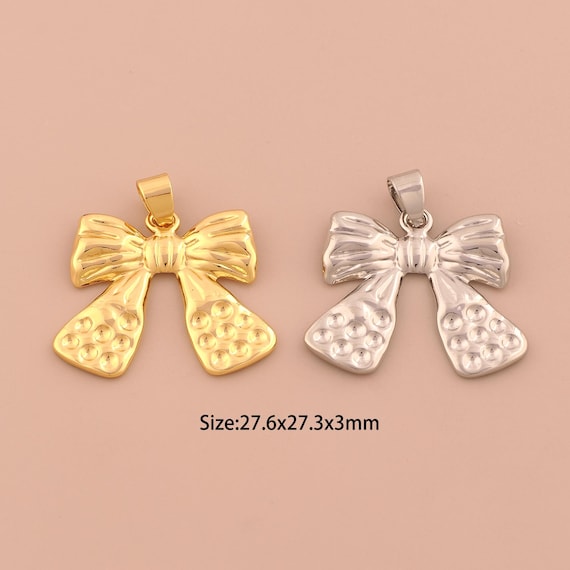 18K Gold Bow Charms,Tie Charms Pendants,Bow Charm for DIY Jewelry Making Supply