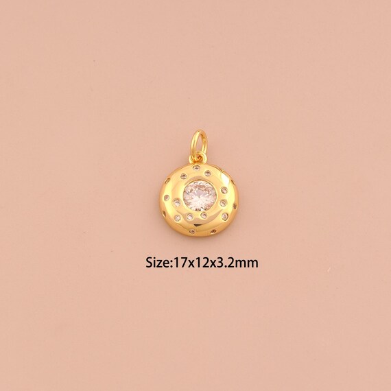 18K Gold Pickle Ball Charms,CZ Pave Sports Charms Pendants,Ball Charm for DIY Jewelry Making Supply