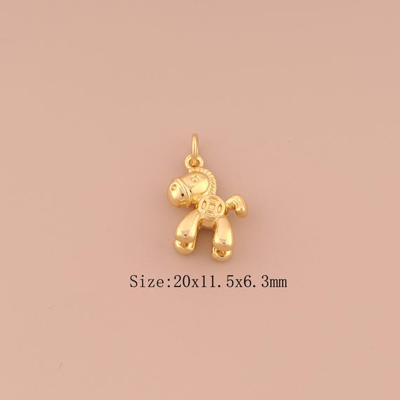 18K Gold Horse Charms,Animal Charms Pendants,Horse Charm for DIY Jewelry Making Supply