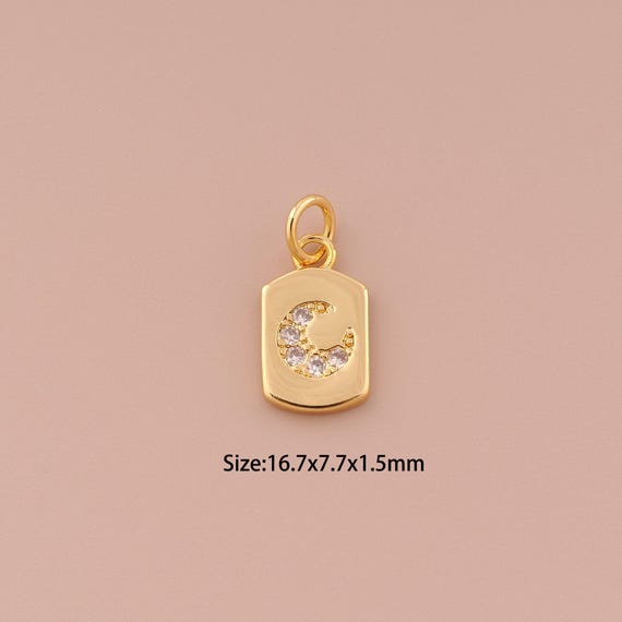 18K Gold Moon Charms,CZ Pave Minimalist Charms Pendants,Moon Charm for DIY Jewelry Making Supply