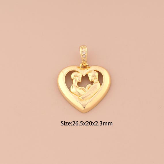 18K Gold Heart Charms,Love Charms Pendants,Couple Charm for DIY Jewelry Making Supply