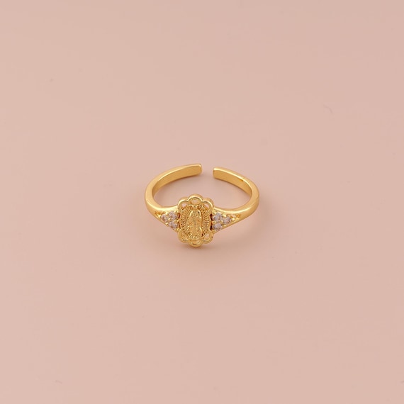 18K Gold Open Rings,Virgin Mary Rings,Thin Gold Rings for DIY Jewelry Making Supply