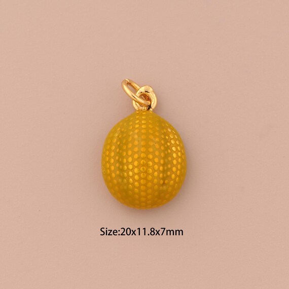 18K Gold Durian Charms,Enamel Fruit Charms Pendants,Durian Charm for DIY Jewelry Making Supply
