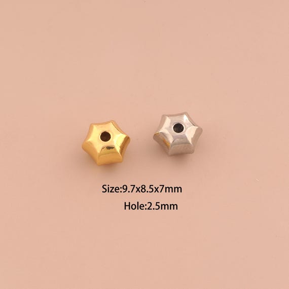 18K Gold Hexagonal Spacer Bead,Tube Bead,Hexagonal Bead for DIY Jewelry Making Supply