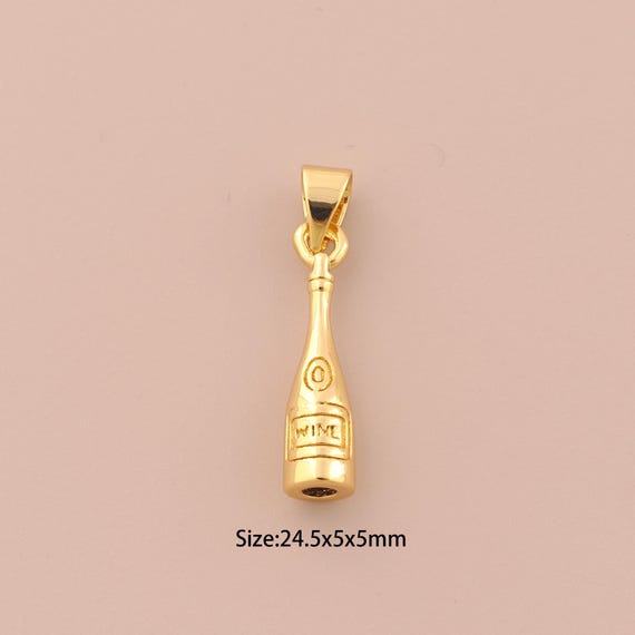 18K Gold Wine Charms,Wine Charms Pendants,Wine Charm for DIY Jewelry Making Supply