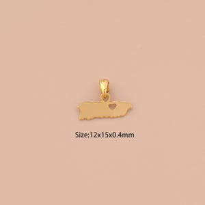 18K Gold Port Rico Map Charms, Landkarte Charms Anhänger, Herz Charm für DIY Schmuckherstellung Versorgung