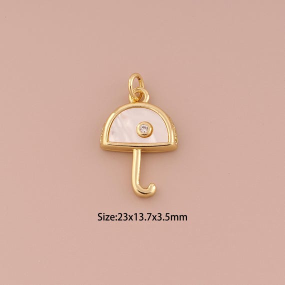 18K Gold Umbrella Charms,Fritillary Minimalist Charms Pendants,Umbrella Charm for DIY Jewelry Making Supply