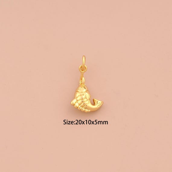 18K Gold Fish Charms,Marine Life Charms Pendants,Fish Charm for DIY Jewelry Making Supply