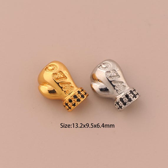 18K Gold Boxing Glove Bead,CZ Pave Boxing Glove Bead,Boxing Glove Bead for DIY Jewelry Making Supply