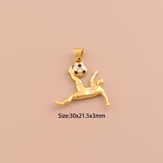 18K Gold Football Charms,Athlete Charms Pendants,Enamel Sports Charm for DIY Jewelry Making Supply