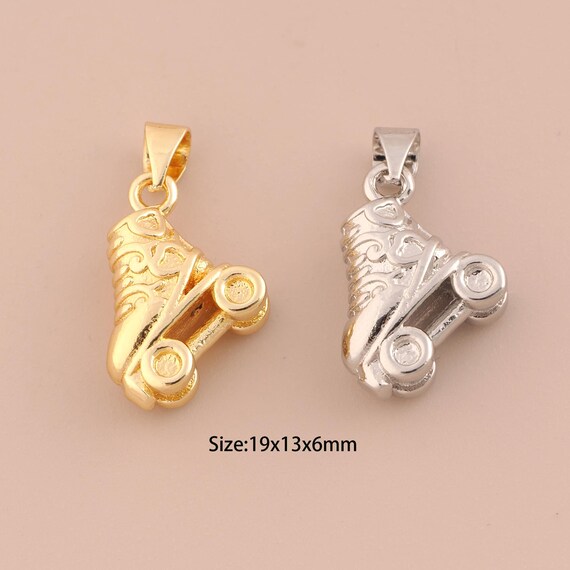 18K Gold Skates Charms,Minimalist Charms Pendants,Skates Charm for DIY Jewelry Making Supply