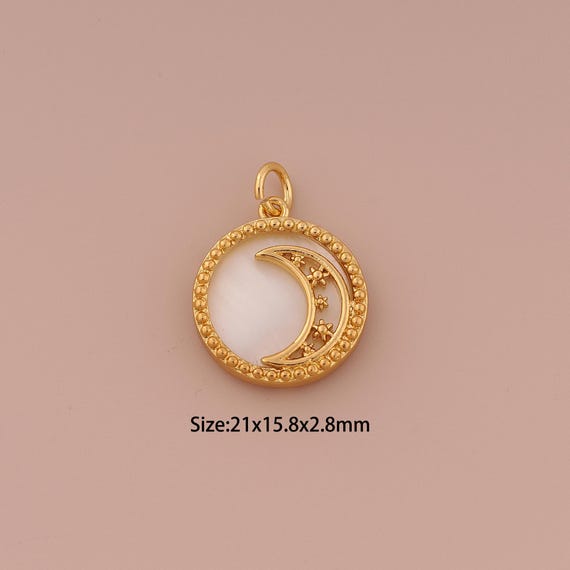 18K Gold Moon Charms,Minimalist Charms Pendants,Star Charm for DIY Jewelry Making Supply