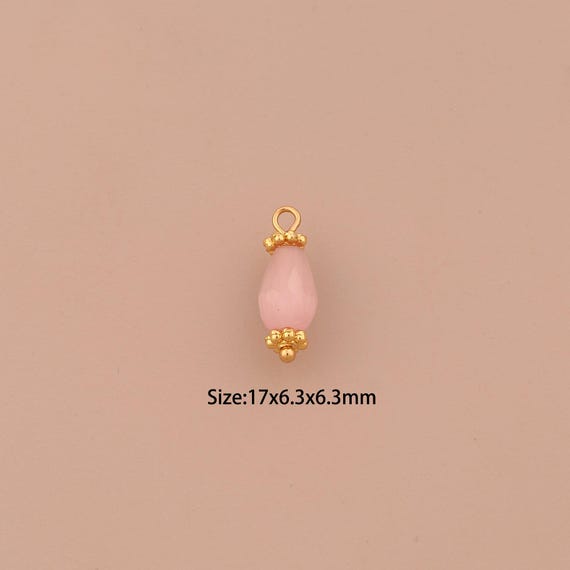 18K Gold Energy Stone Charms,Natural Stone Charms Pendants,Stone Charm for DIY Jewelry Making Supply