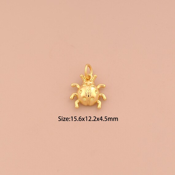 18K Gold Ladybug Charms,Insect Charms Pendants,Ladybug Charm for DIY Jewelry Making Supply