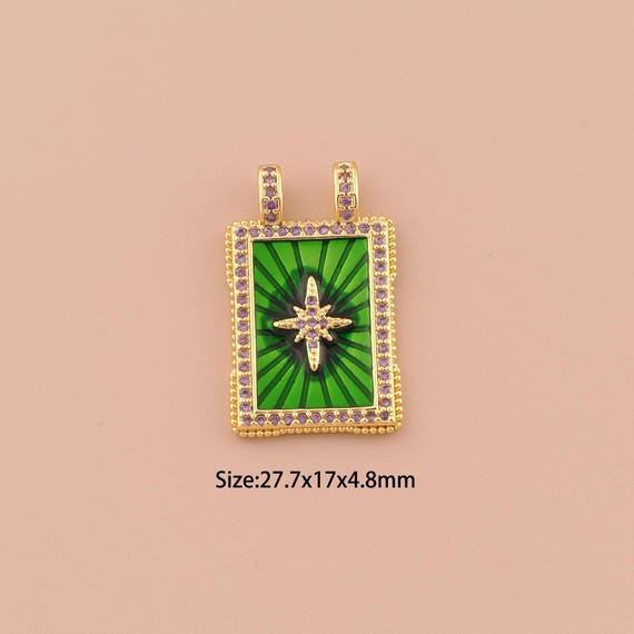 18K Gold Polaris Charms,CZ Pave Minimalist Charms Pendants,Polaris Charm for DIY Jewelry Making Supply