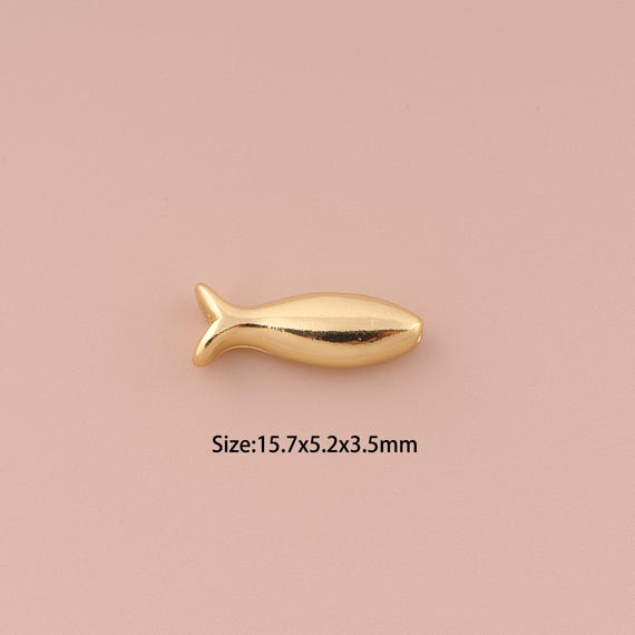 5 pcs 18K Gold Fish Spacer Bead,Minimalist Bead,Fish Bead for DIY Jewelry Making Supply