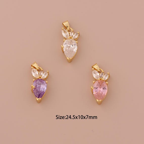 18K Gold Carrot Charms,CZ Pave Minimalist Charms Pendants,Carrot Charm for DIY Jewelry Making Supply