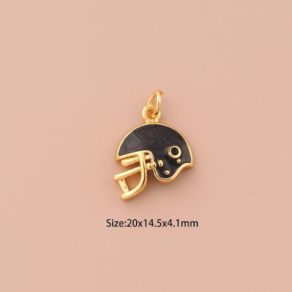 18K Gold Rugby Helmet Charms,Enamel Minimalist Charms Pendants,Rugby Helmet Charm for DIY Jewelry Making Supply