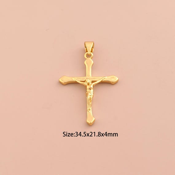 18K Gold Cross Charms,Victim Charms Pendants,Christian Charm for DIY Jewelry Making Supply