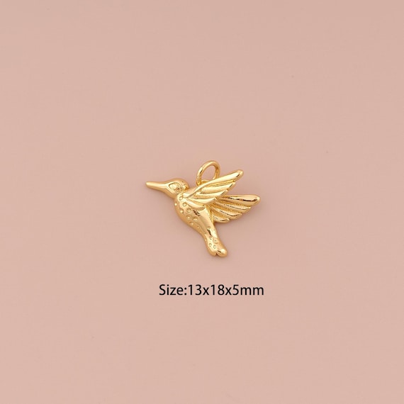 18K Gold Bird Charms,Minimalist Charms Pendants,Bird Charm for DIY Jewelry Making Supply